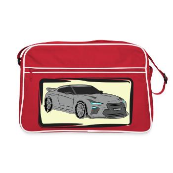 Sports Car Neon Silhouette - Retro Bag - red/white - Front