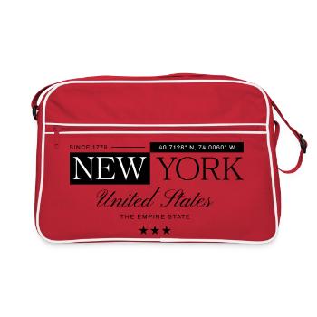 New York Coordinates Typographic - Retro Bag - red/white - Front