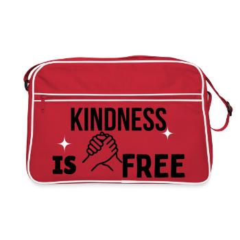 Kindness Is Free – Minimal Handshake Typography T- - Retro Bag - red/white - Front