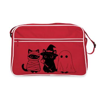 Drôles de chats noirs drôles Halloween Momie Sorcière Fantôme - Sac Retro - rouge/blanc - Devant