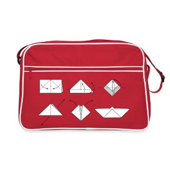 origami folding boat - Retro Tasche - Rot/Weiß - Vorne