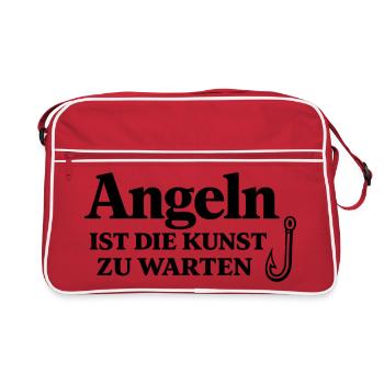 Angeln ist die Kunst zu warten – Angel-Design - Retro Tasche - Rot/Weiß - Vorne