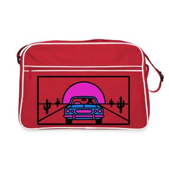 Logo de la voiture de route du désert - Sac Retro - rouge/blanc - Devant