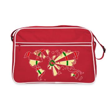 Darts World Map Dartboard Globe Player Design - Retro Tasche - Rot/Weiß - Vorne