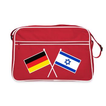 Germany x Israel Crossed Friendship Flags - Retro Tasche - Rot/Weiß - Vorne