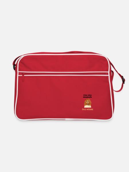 Frisur ohne Schadstoffe - Öko Mähne - Friseur - Retro Tasche - Rot/Weiß