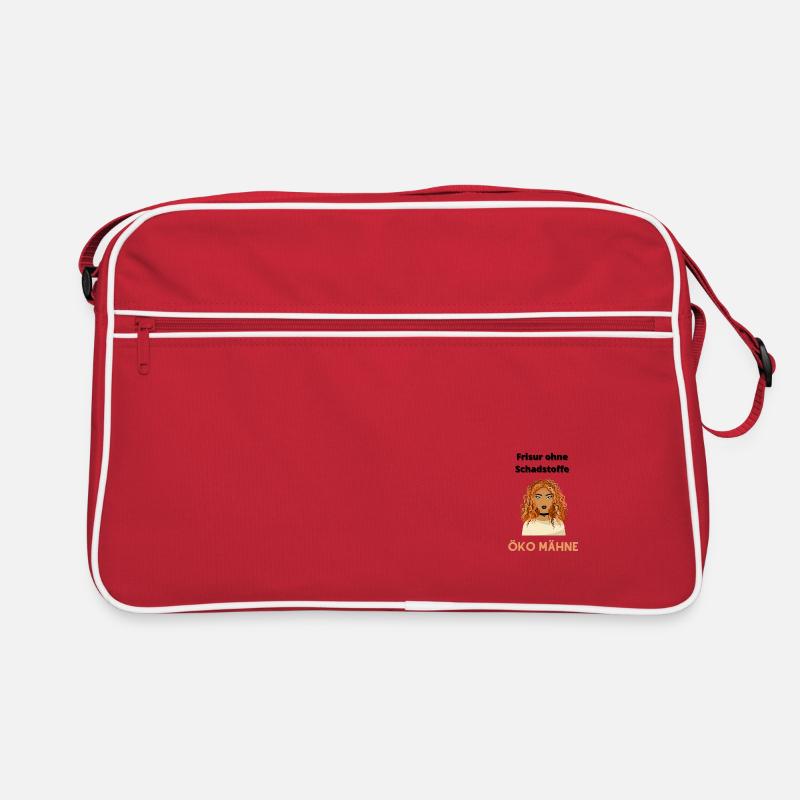 Frisur ohne Schadstoffe - Öko Mähne - Friseur - Retro Tasche - Rot/Weiß