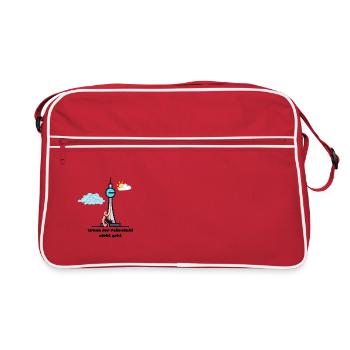 Berliner Fernsehturm Fahrstuhl defekt Bergsteiger - Retro Tasche - Rot/Weiß - Vorne