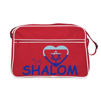 Shalom Geschenk - Retro Tasche - Rot/Weiß - Vorne