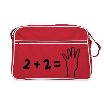 Witziges 2+2=4 Mathematik Shirt - Retro Tasche - Rot/Weiß - Vorne