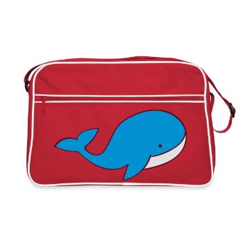 whales - Retro Bag - red/white - Front