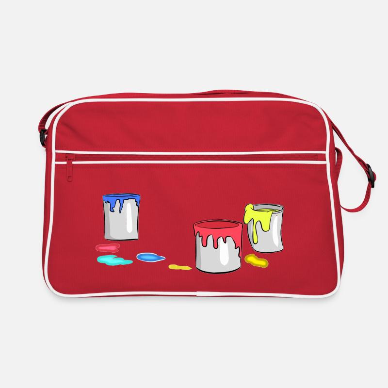 Bunte Farbeimer Maler Berufe Arbeit Job Pinsel Retro Tasche
