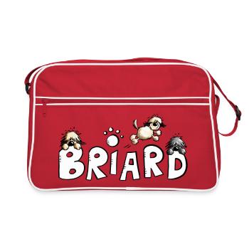 Briard Schriftzug - Retro Tasche - Rot/Weiß - Vorne
