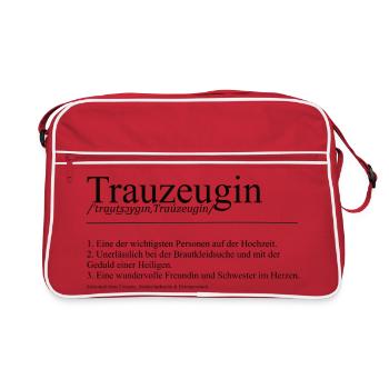 Trauzeugin Definition Hochzeit Team Bride Geschenk - Retro Tasche - Rot/Weiß - Vorne