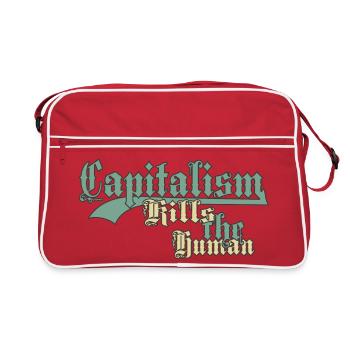Capitalism Kills the Human - Retro Bag - red/white - Front