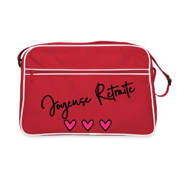 RETRAITE. BONNE RETRAITE. JOYEUSE RETRAITE. - Sac Retro - rouge/blanc - Devant