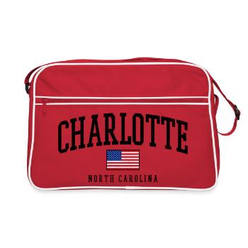 Description graphique de Charlotte, Caroline du Nord, États-Unis : - Sac Retro - rouge/blanc - Devant