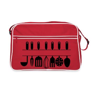 Découpage pour ustensiles de cuisine propres textes - Sac Retro - rouge/blanc - Devant