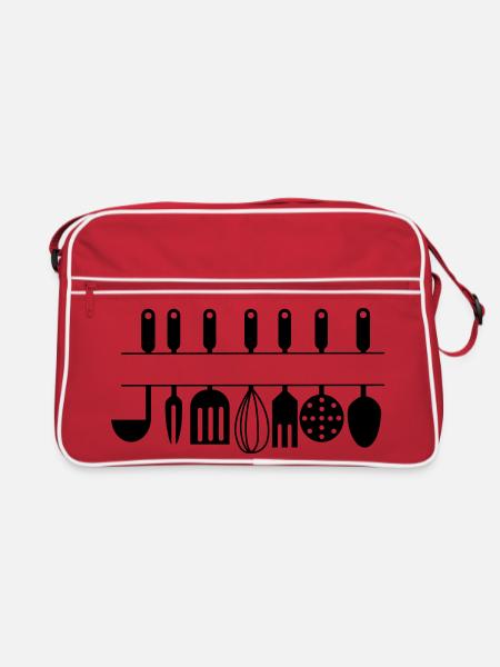 Cutout for own text kitchen utensils - Retro Bag - red/white - Front