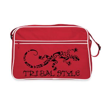 Polynesian black lizard - Retro Bag - red/white - Front