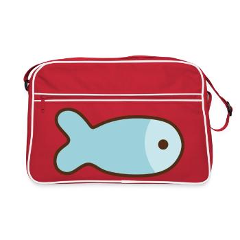 Illustration minimaliste de poisson bleu - Sac Retro - rouge/blanc - Devant