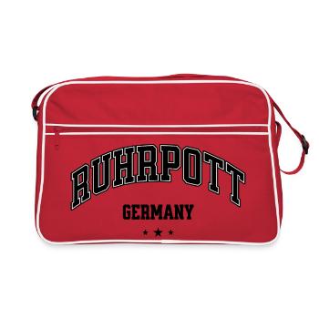 Ruhpott Heimat Germany Schriftzug - Retro Tasche - Rot/Weiß - Vorne