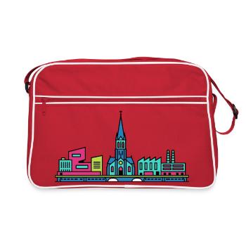 Silhouette de la ville de Tilburg Église Saint-Joseph Art - Sac Retro - rouge/blanc - Devant