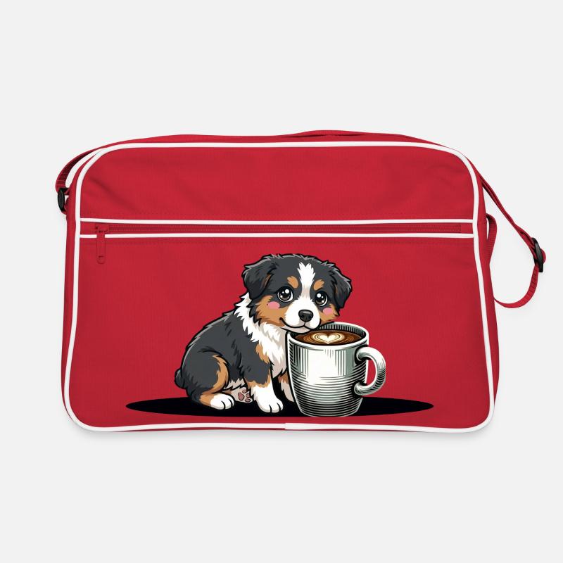 Petit chiot berger australien mignon, tasse de café Sac Retro