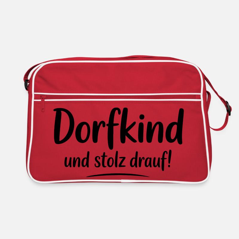 Dorfkind und stolz drauf! – Echtes Landleben Style - Retro Tasche - Rot/Weiß