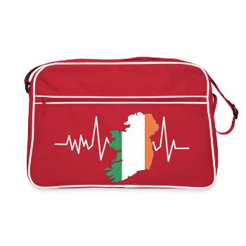 Herzschlag Irland Flagge - Retro Tasche - Rot/Weiß - Vorne