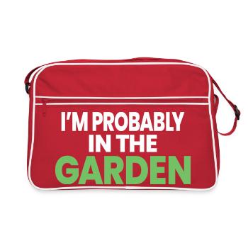 Ich bin wahrscheinlich im Garten lustiger Gärtner-Geschenk - Retro Tasche - Rot/Weiß - Vorne