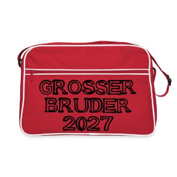 Großer Bruder 2027 Schriftzug handgezeichnet - Retro Tasche - Rot/Weiß - Vorne