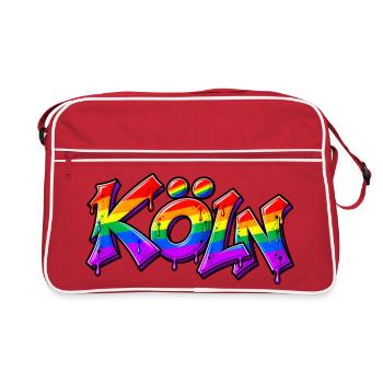 Köln Graffiti 🌈 - Retro Tasche - Rot/Weiß - Vorne
