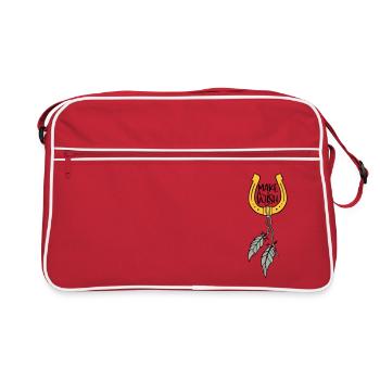 WISH HOOVES HORSE DREAMS HORSES WISH MOTIF - Retro Bag - red/white - Front