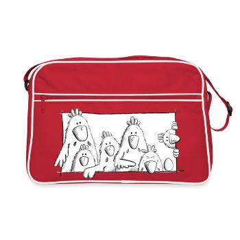 Happy Chickens - Retro Bag - red/white - Front