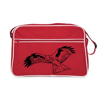 Falke im Flug - Retro Tasche - Rot/Weiß - Vorne