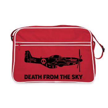 Vintage Kampfflugzeug (Schwarz) - Retro Tasche - Rot/Weiß - Vorne