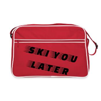 Ski You Later – Lustiger Ski Spruch - Retro Tasche - Rot/Weiß - Vorne