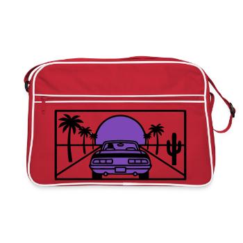 Graphisme de route de nuit - Sac Retro - rouge/blanc - Devant