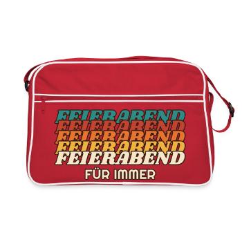 Feierabend für immer - Retro Schrift - Retro Tasche - Rot/Weiß - Vorne