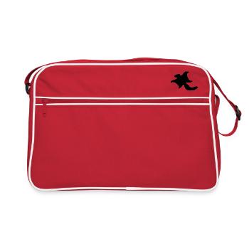 Flying squirrel (logo large, black) - Retro Bag - red/white - Front