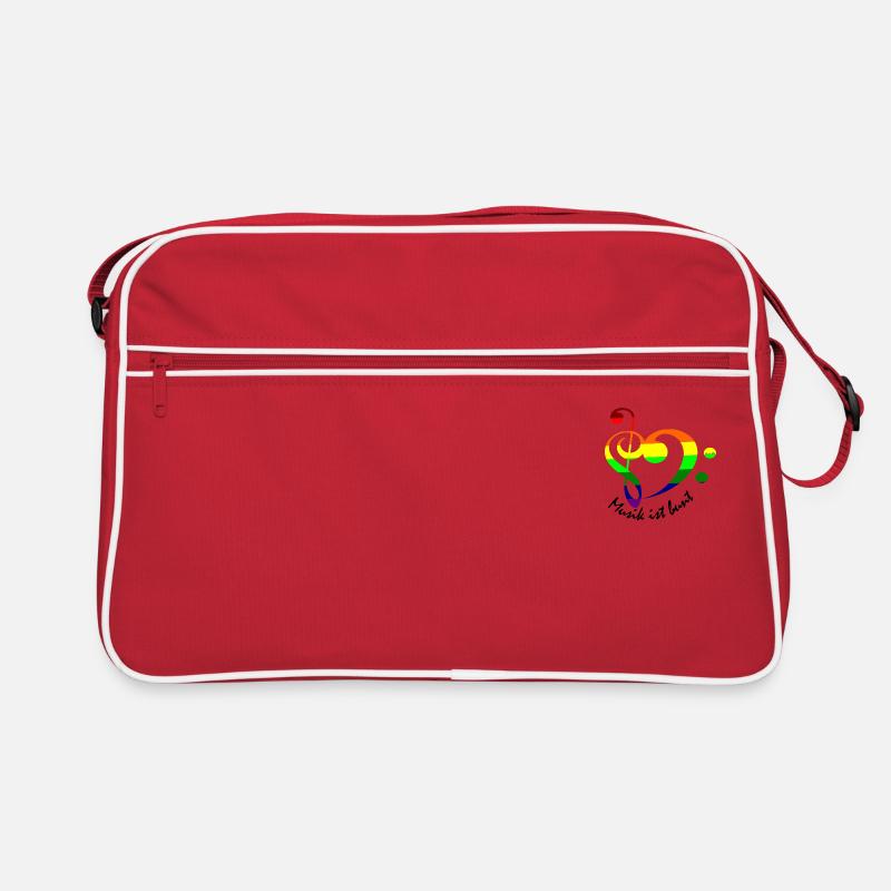 Herz bunt Notenschlüssel Regenbogenfarben Retro Tasche
