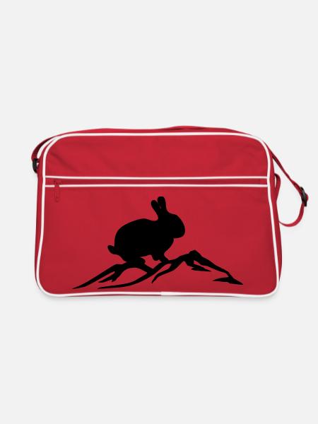 Bunny on mountain - Retro Bag - red/white - Front