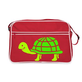 Tortue long cou souriant heureux drôle - Sac Retro - rouge/blanc - Devant