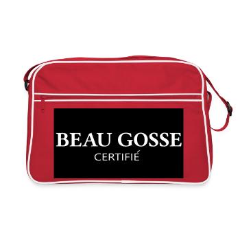 Zertifiziertes Logo für gutaussehende Kinder - Retro Tasche - Rot/Weiß - Vorne