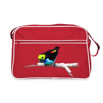 Colorful parrot on artistic branch - Retro Bag - red/white - Front