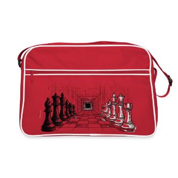 Schach Strategie – Endlose Perspektive - Retro Tasche - Rot/Weiß - Vorne