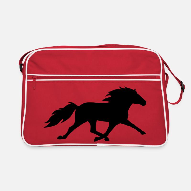 Islandpferd im Rennpass - Retro Tasche - Rot/Weiß