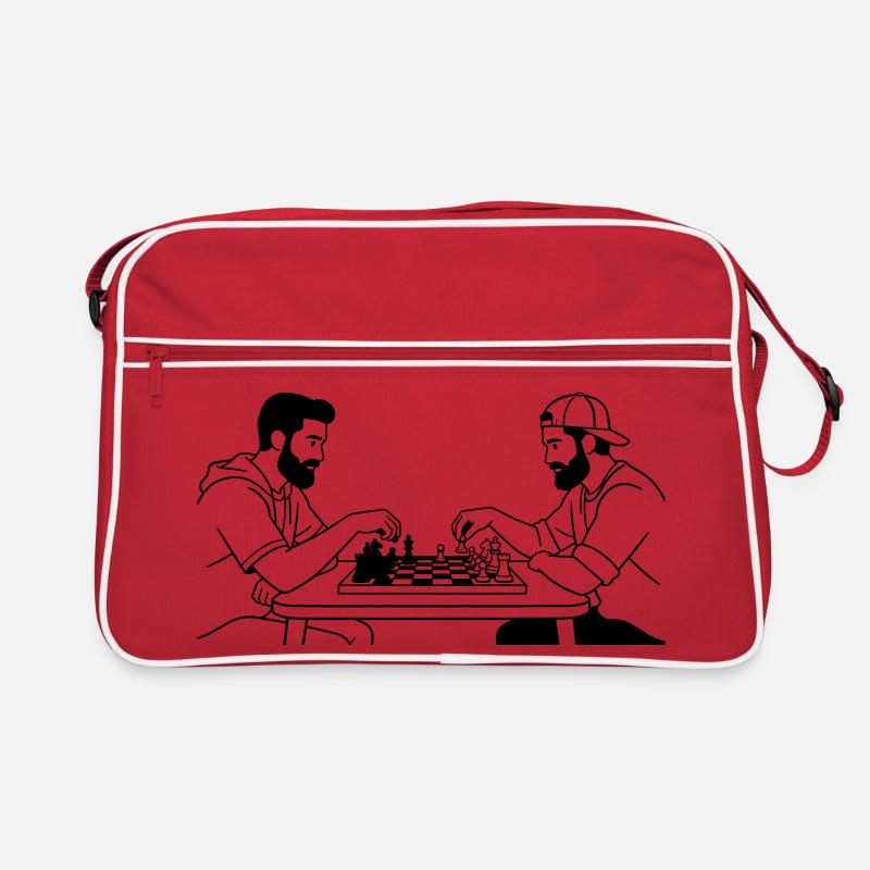 Schach - Retro Tasche - Rot/Weiß