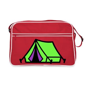 Icône du camping sous tente du festival - Sac Retro - rouge/blanc - Devant